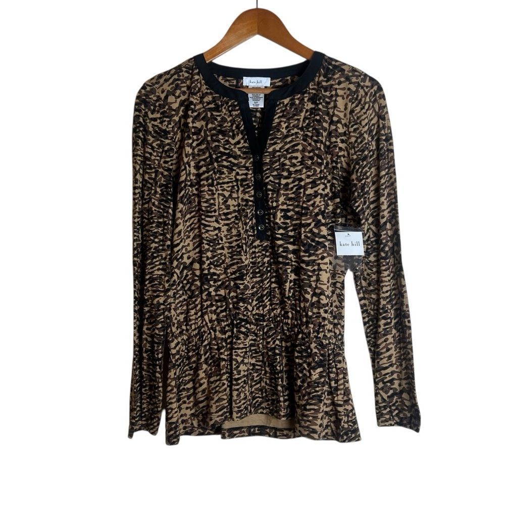 NWT! Kate Hill cheeta print peplum top. Size small
